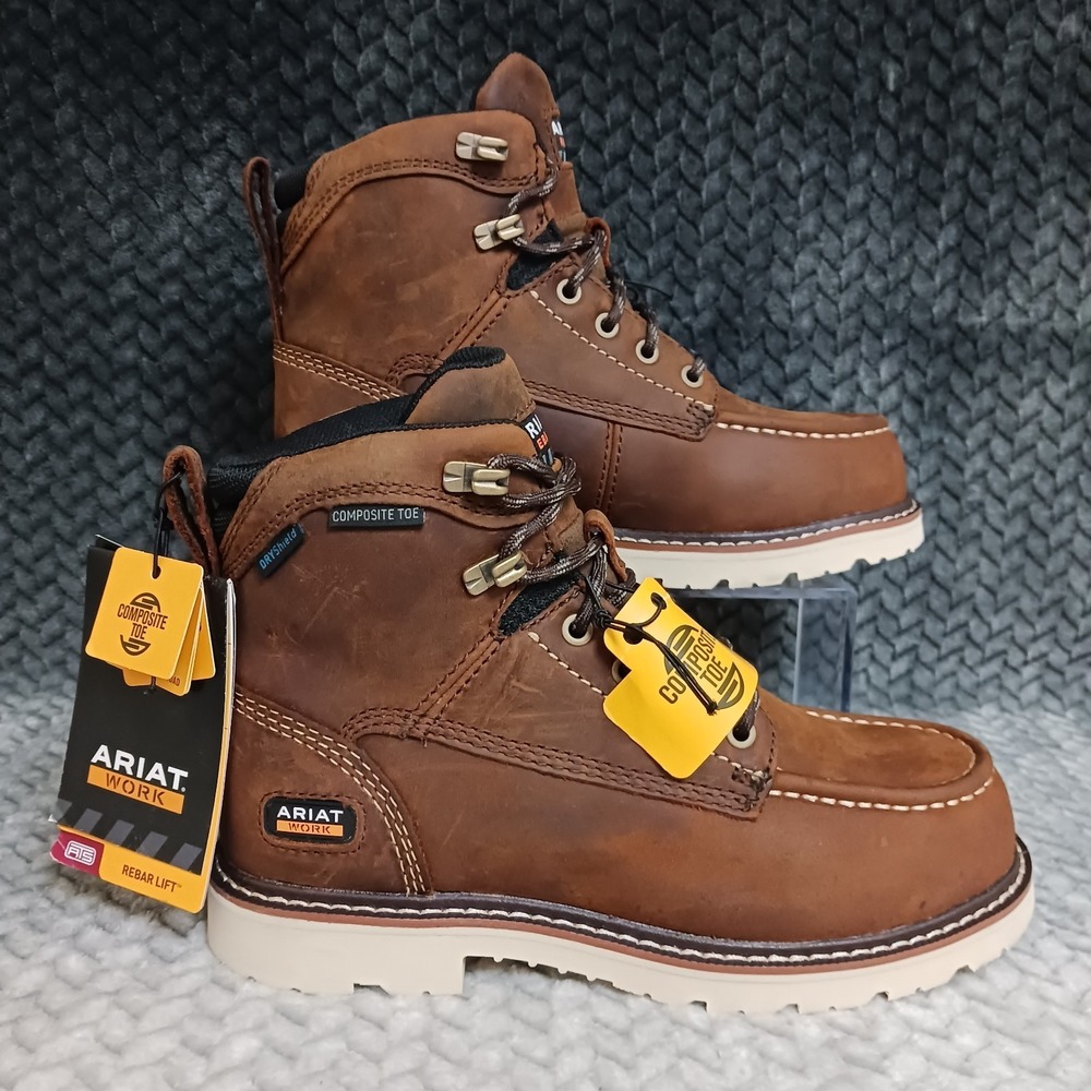 Ariat Rebar Lift H2O Women's Wide Work Boots Distressed Brown Safety Toe Sz 7C